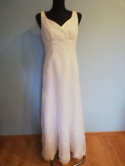 Suknia ślubna biała zdobiona m 38