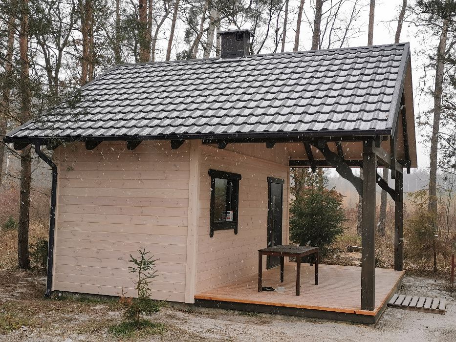 Domek Sauna z drewna, na zgłoszenie do 35 m2 całoroczny kemping SPA