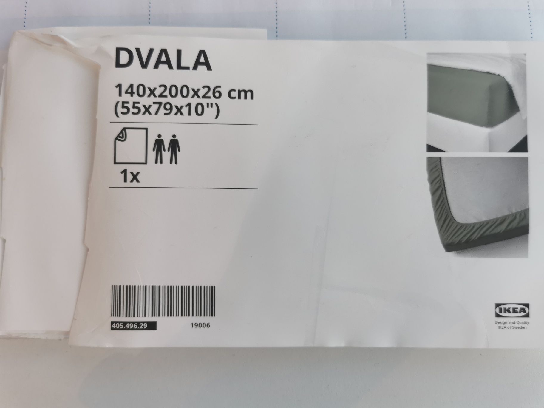 Prześcieradło DVALA Ikea 140x200, 100% bawełna