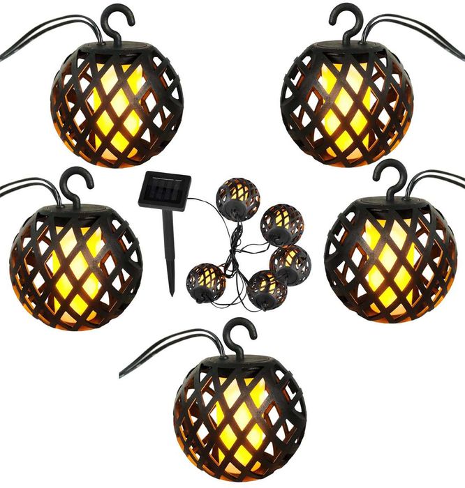 Lampa solarna kule OGNIOWE 7CM 5SZT girlanda