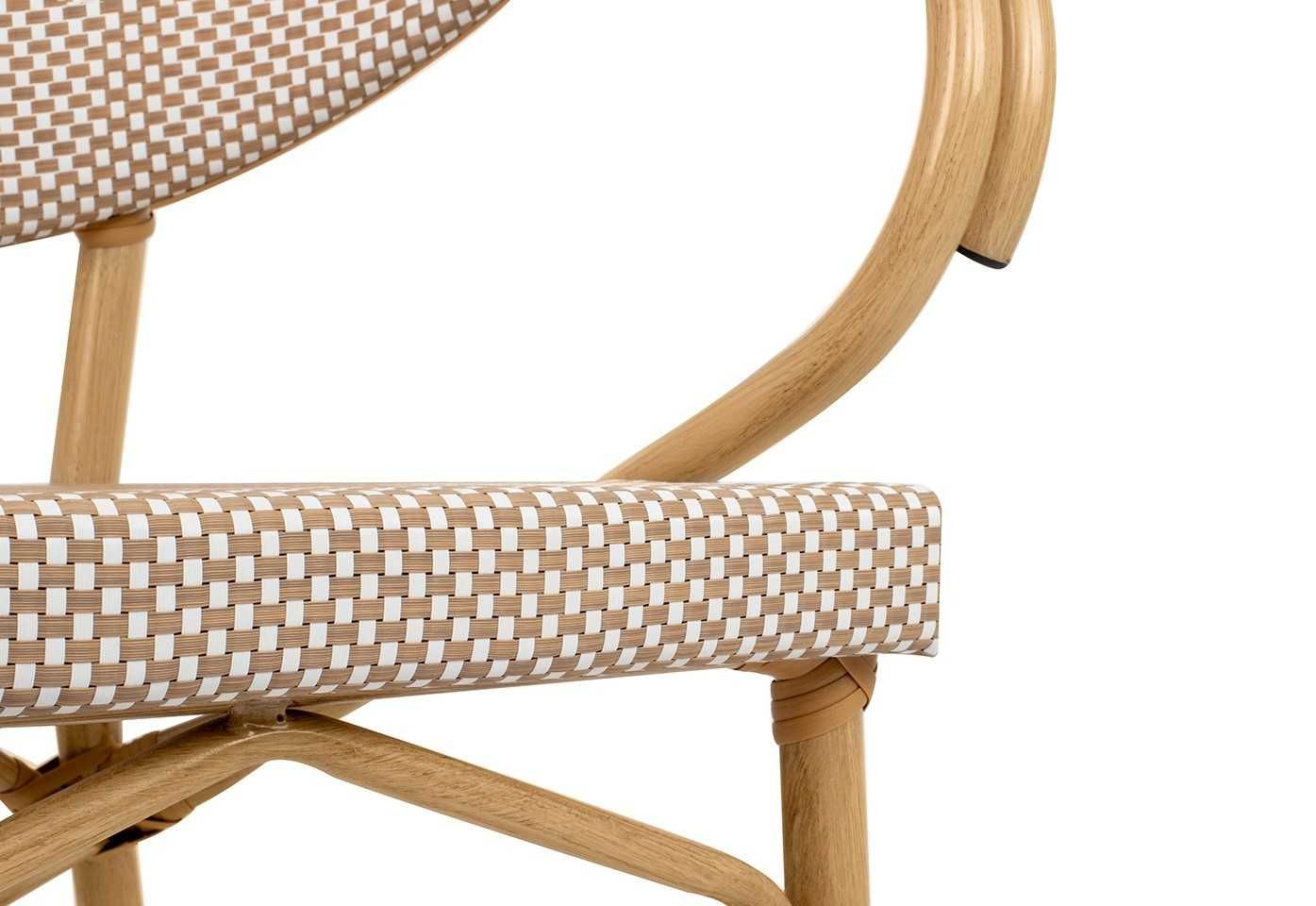 Krzesło ogrodowe na taras BISTRO PARIS ARM jasnobrązowe rattan