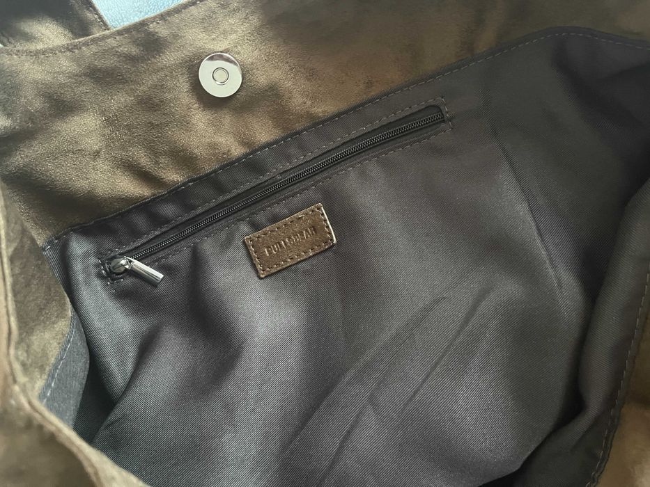 Torba shopper ze sztucznego zamszu brązowa