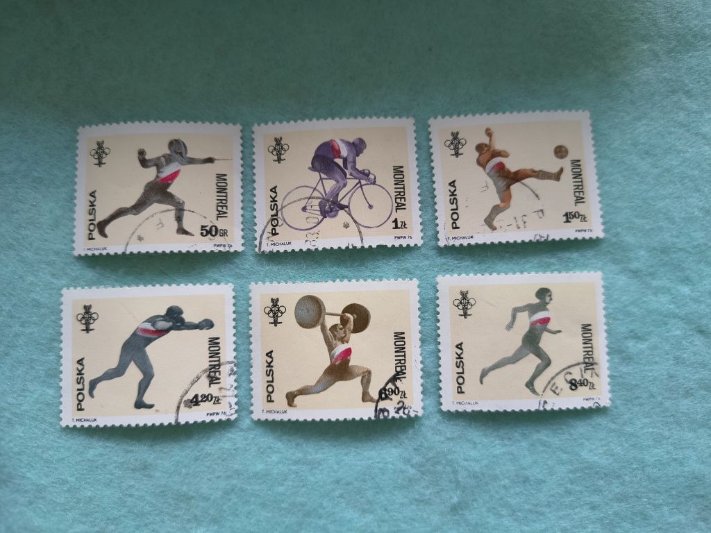 Znaczki PRL – Montreal 1976  komplet 6 szt.  sport olimpiada Michaluk