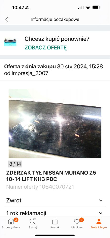 Tylny zderzak Nissan Murano Z 51