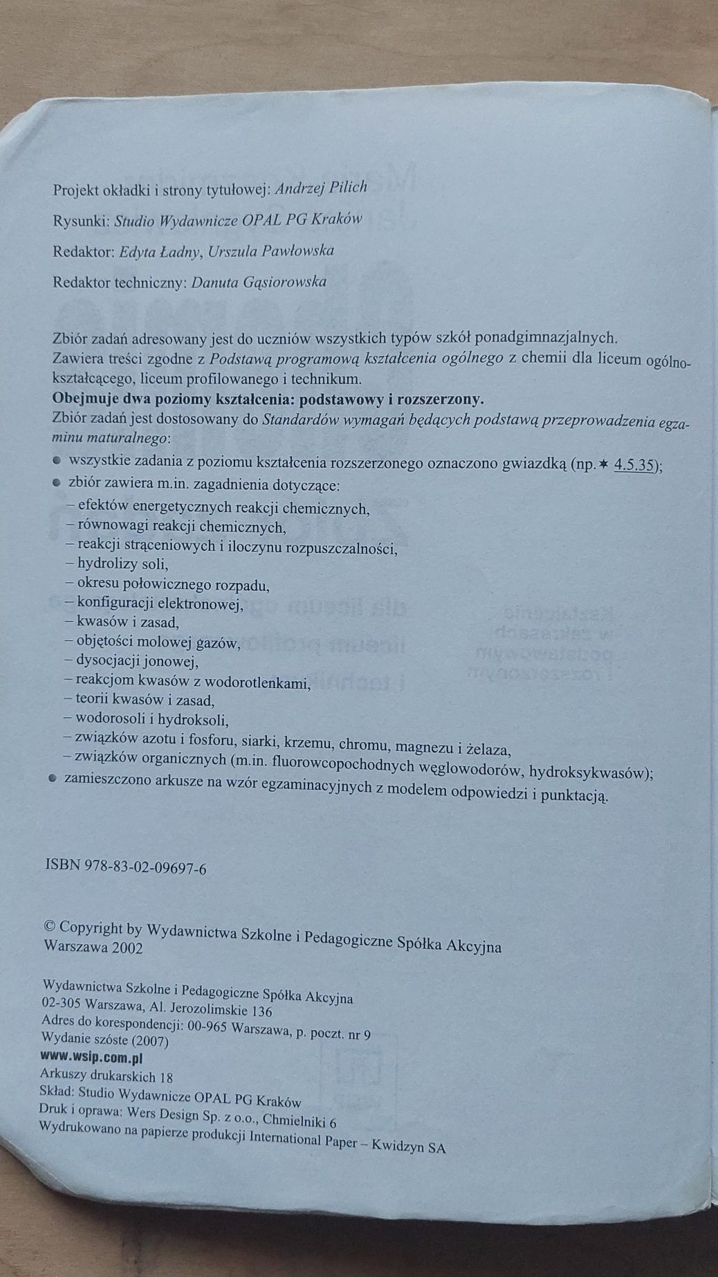 Chemia zbiór zadań M. Koszmider J. Sygniewicz LO Matura