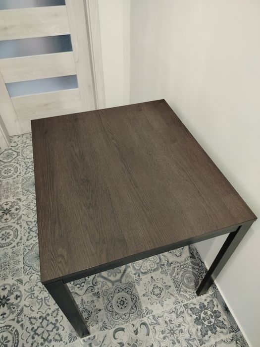 VANGSTA Stół rozkładany, czarny/ciemnobrązowy, Ikea
