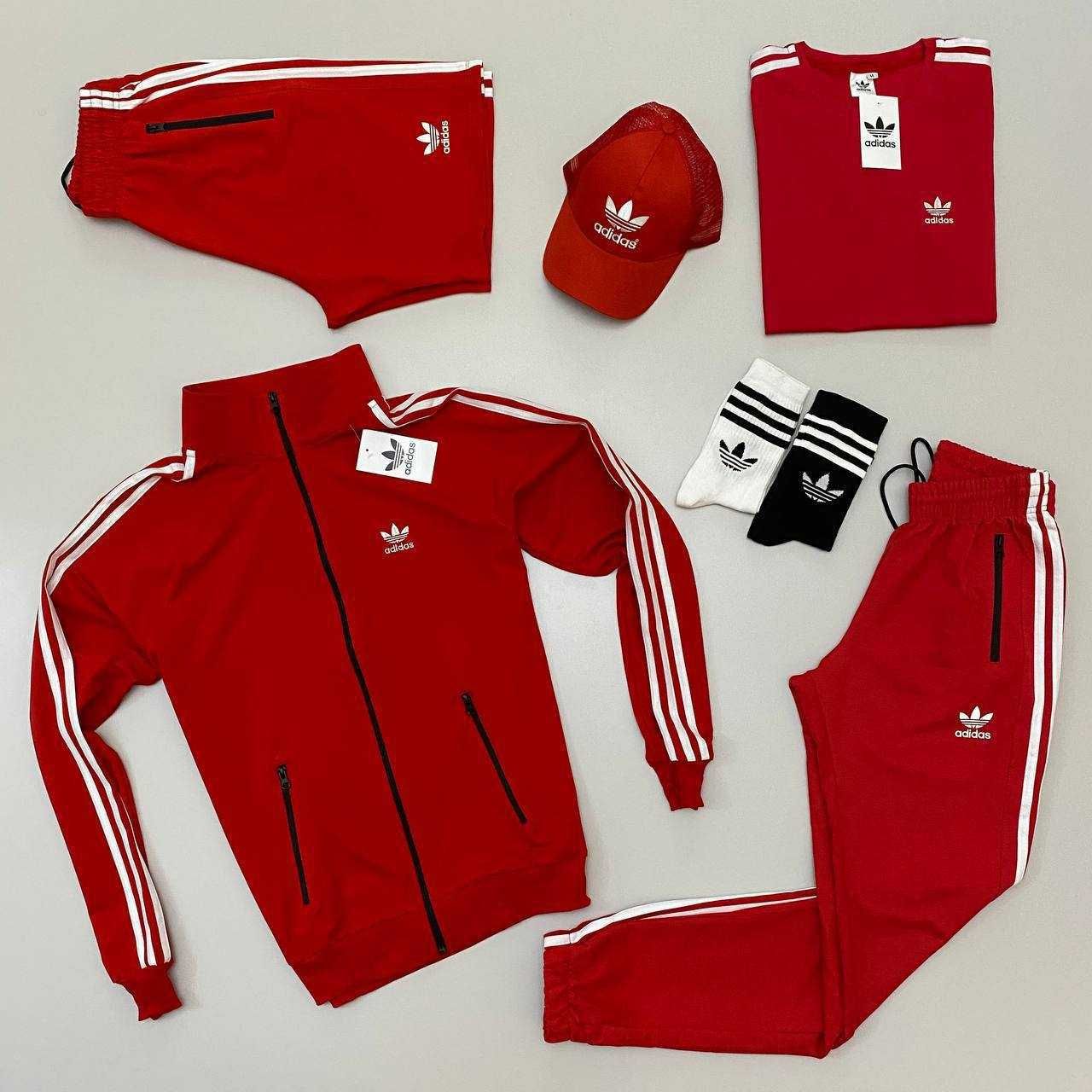 Набір 7в1  Adidas спортивний костюм кофта+штани+футболка+шорти+кепка