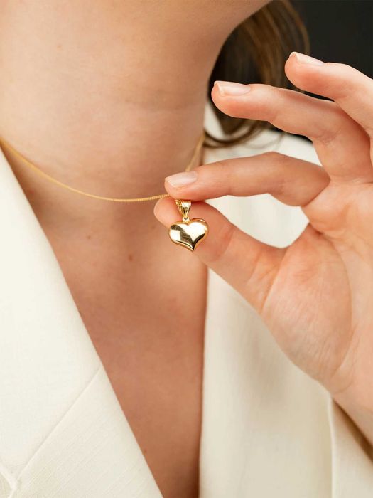 Złota zawieszka duże serce 585, wisiorek złoty serce, zawieszka złoto