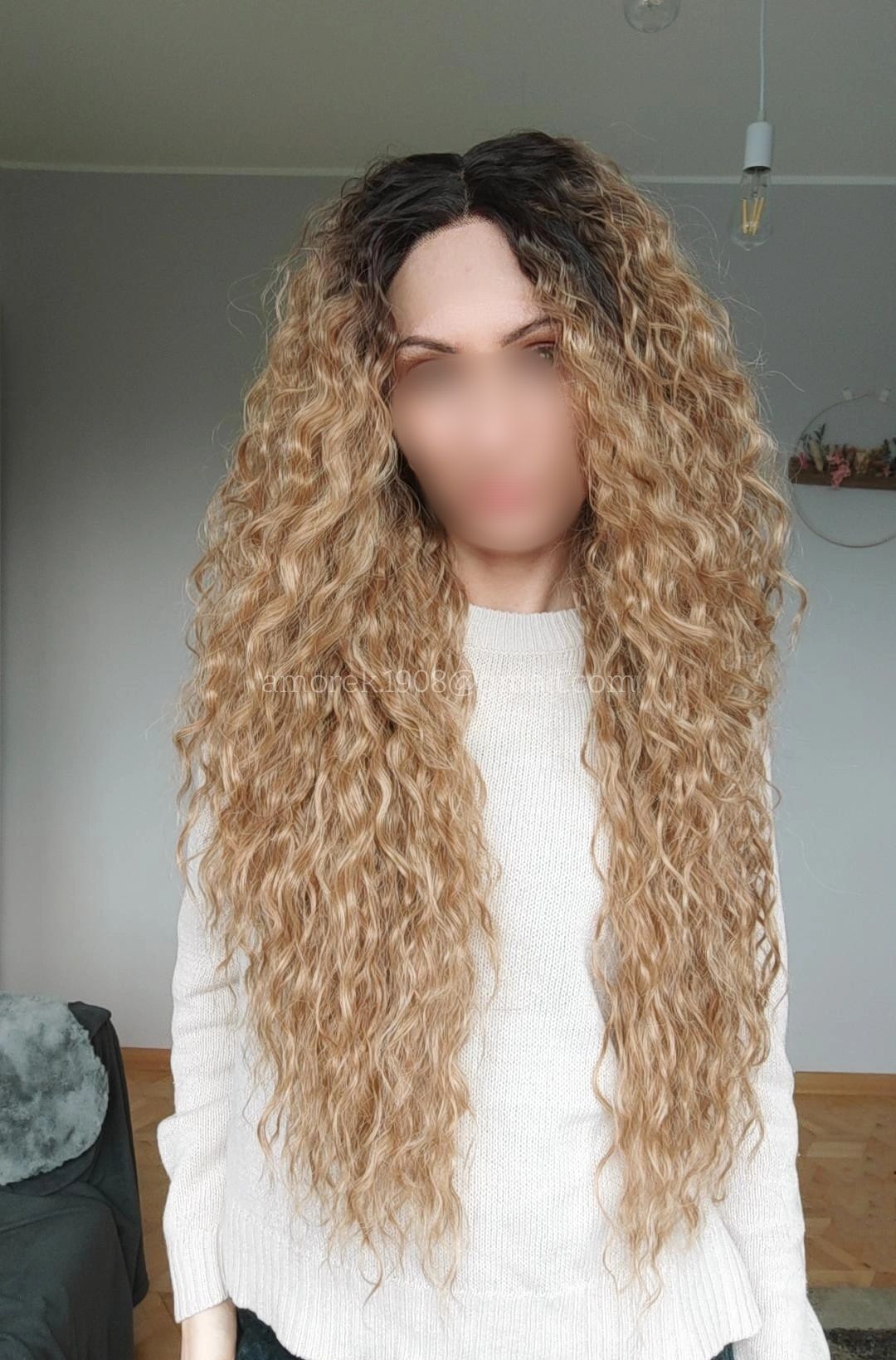 Peruka nowa lace front Tpart blond afroloki jak naturalne na co dzień