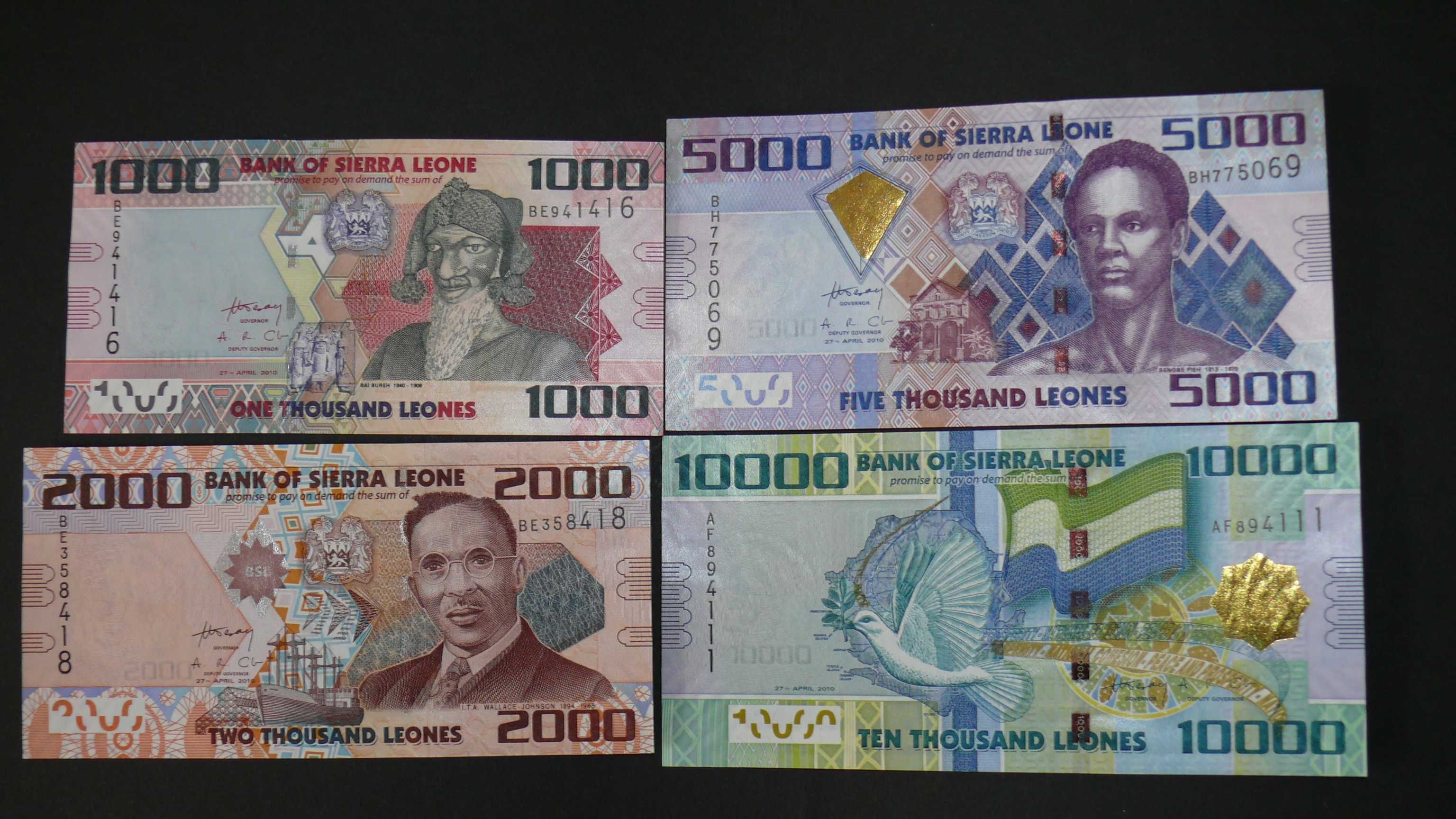 Banknoty Sierra Leone - leone - zestaw 4 szt. UNC