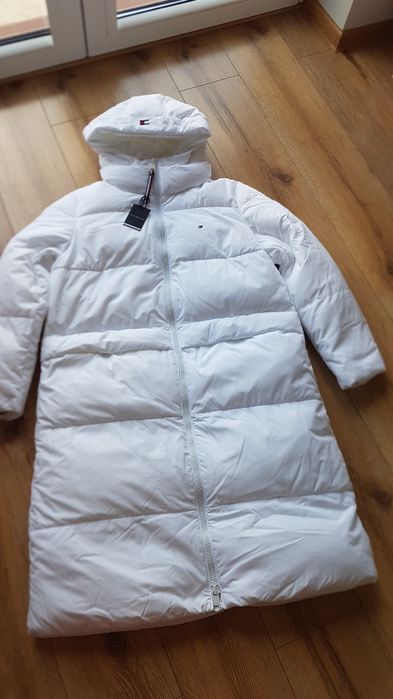 Tommy Hilfiger Ess kurtka płaszcz damski biały ciepły zimowy S / M