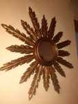 Antigo Espelho Sol Em Talha