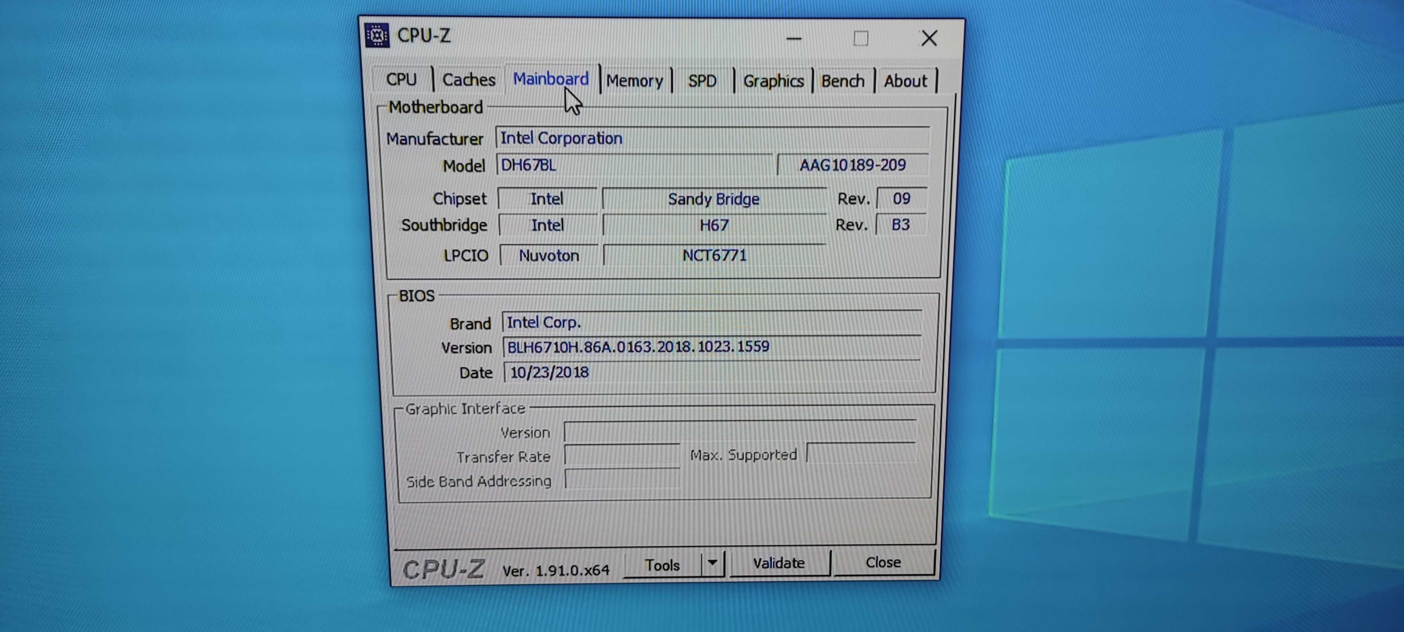 Płyta główna INTEL DH67BL 1155 LGA + CPU Intel Core i3 2100 + 6GB DDR3