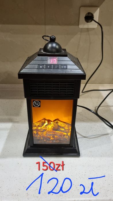 Mini kominek elektryczny 400W farelka lampion grzejący latarnia mały