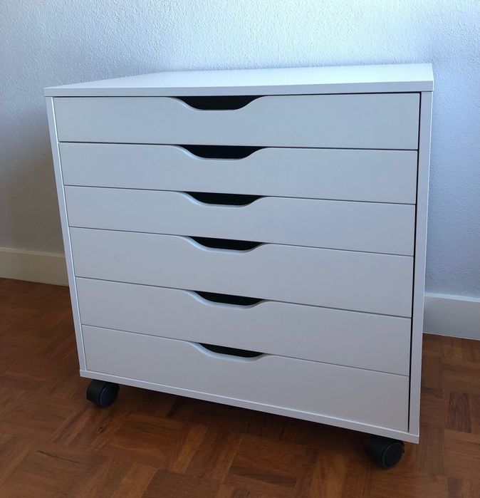 Gaveteiro c/rodízios para escritório, branco - Ikea, 67x66x48cm
