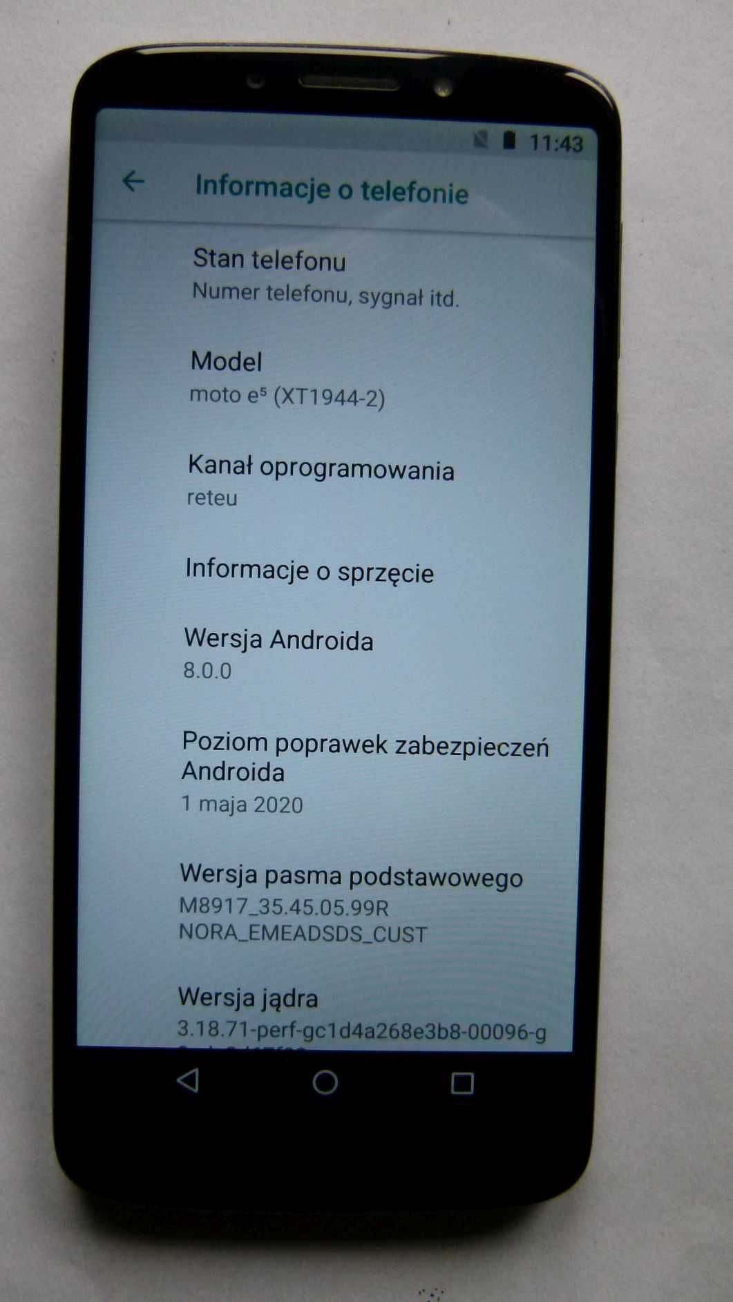 Telefon Motorola E5 XT1944-2 SPRAWNY stan bdb wyświetlacz oryginalny