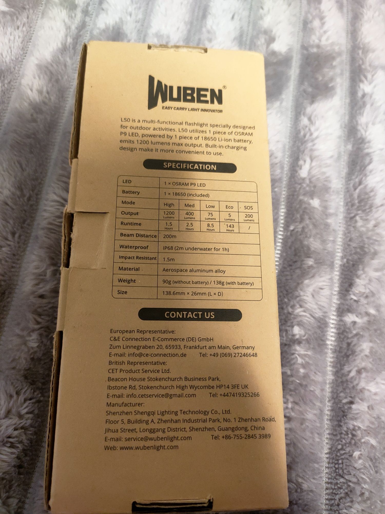 Потужний ручний ліхтар wuben l50