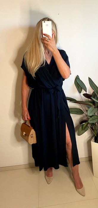 Sukienka plus size 4xl 5xl 6xl wesele chrzciny komunie rozporkiem