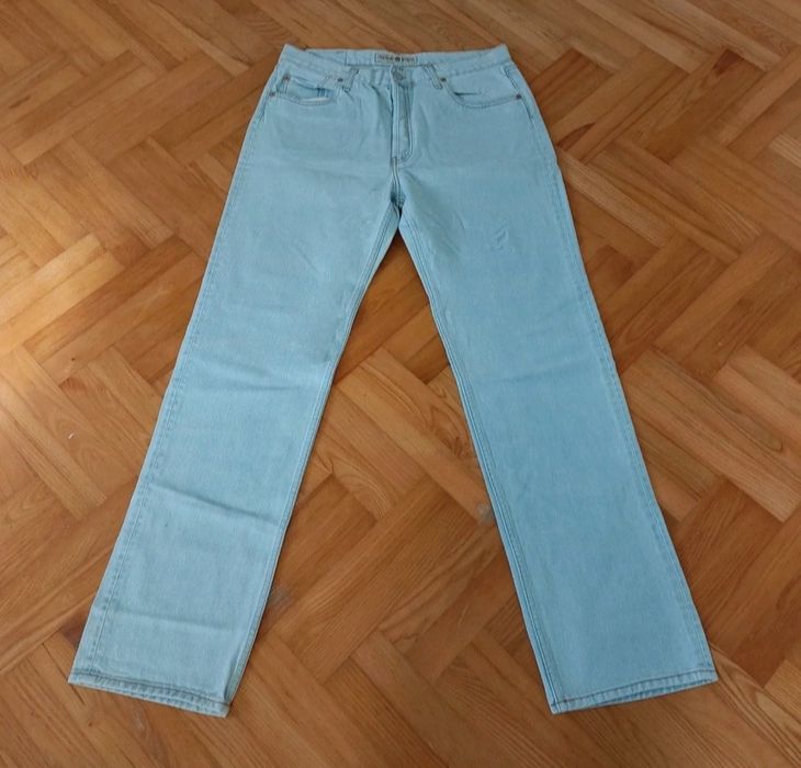 /Błękitne jeansy męskie. Motor jeans.