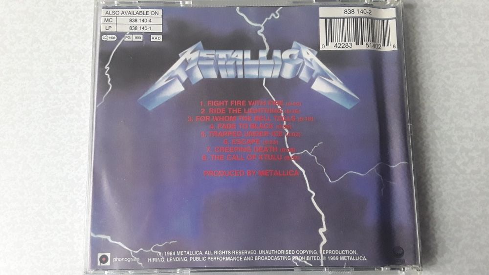 CD Metallica Ride the lightning