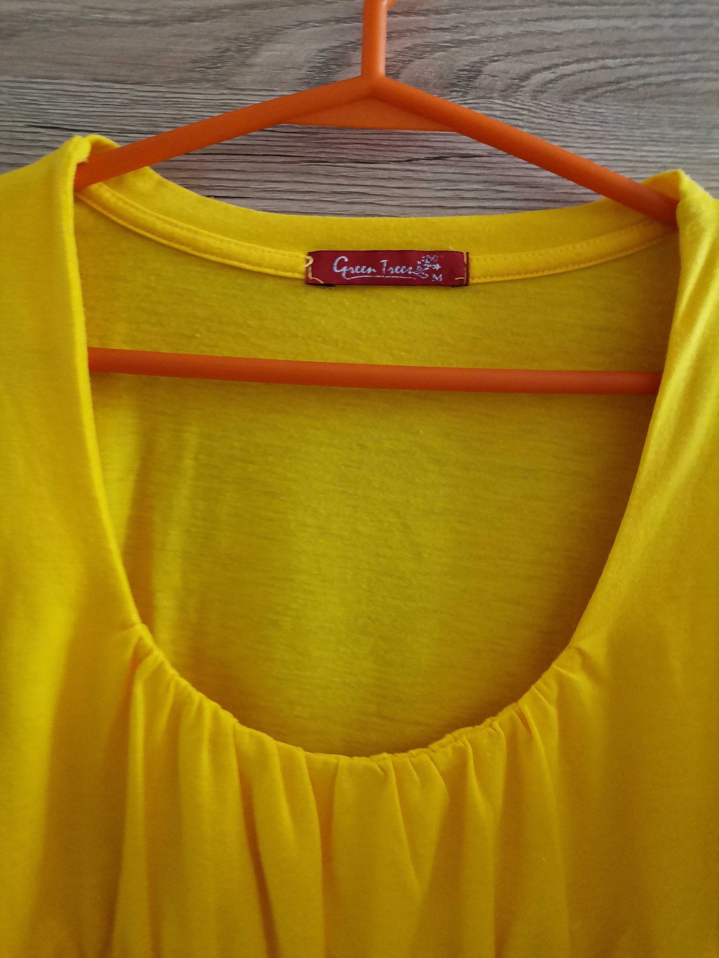 Żółta bluzka damska z długim rękawem