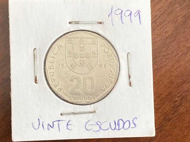 Moedas de 20 escudos (20$00), cuproníquel, entre 1987 e 1999