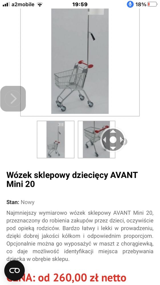 dzieciecy wozek malych rozmiarow 20 litrow ,na zakupy