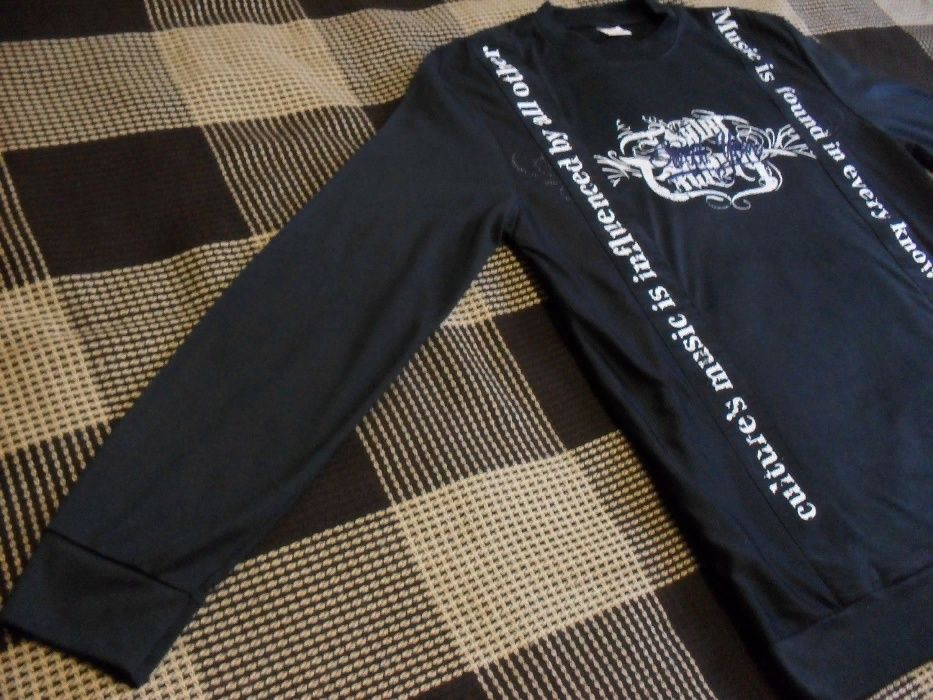 Новый Черный реглан H&K Collection.M/L.Музыка Графити надписи. Sweet y