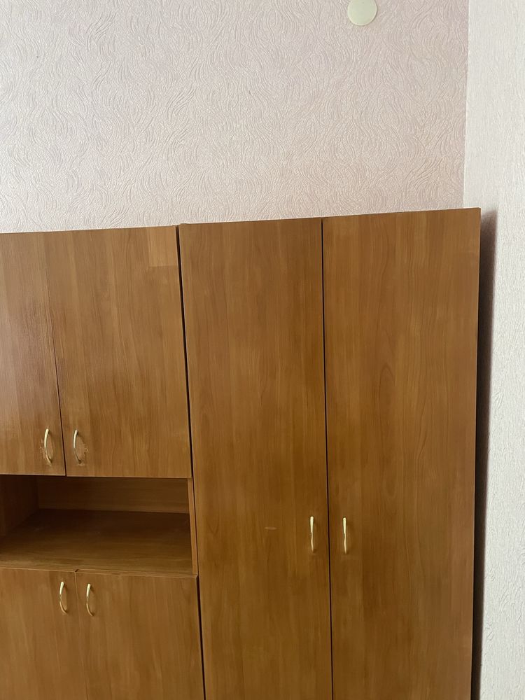 Містка шафа з полицями та місцем для вішаків