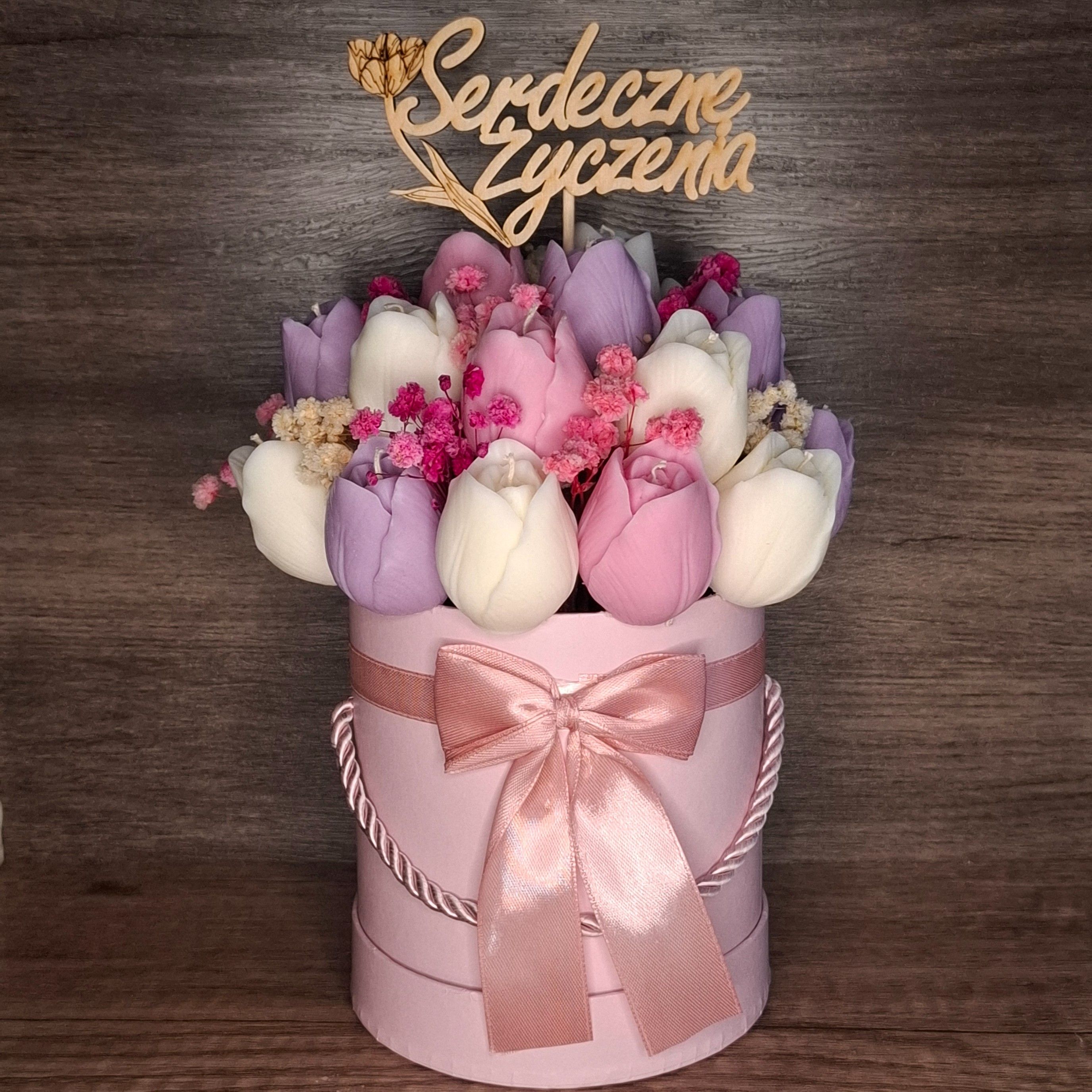 Flower Box Świece Sojowe Wieczny Bukiet Kwiaty Prezent Urodziny Dzień