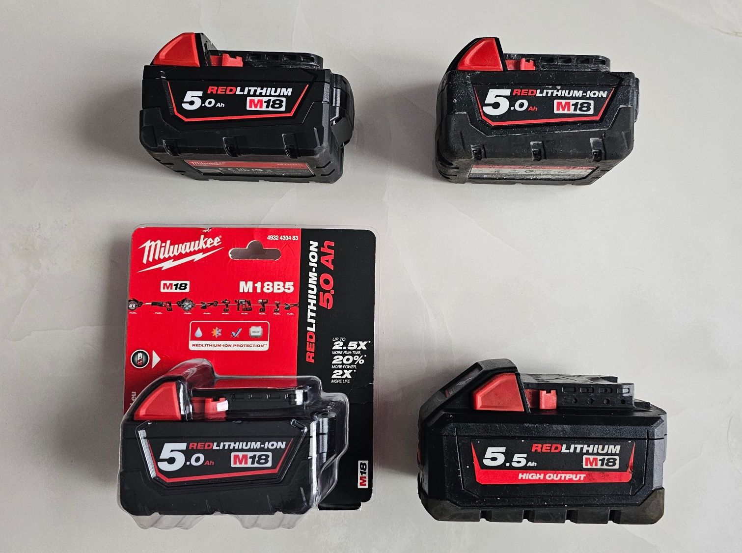 Akumulator Milwaukee M18 Bateria 5ah 5,5ah High Output 4szt Nowa