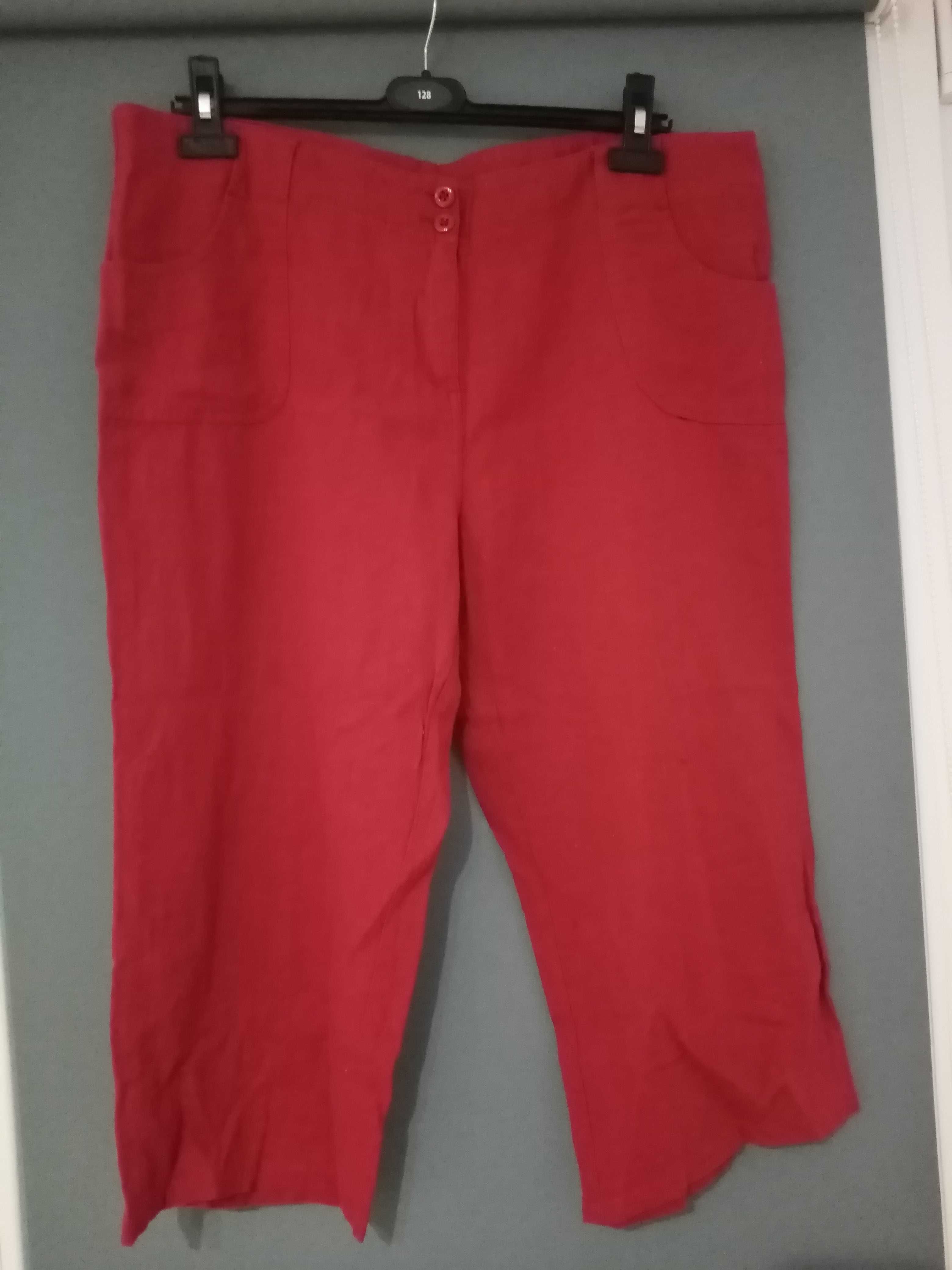 Spodnie lniane, czerwone