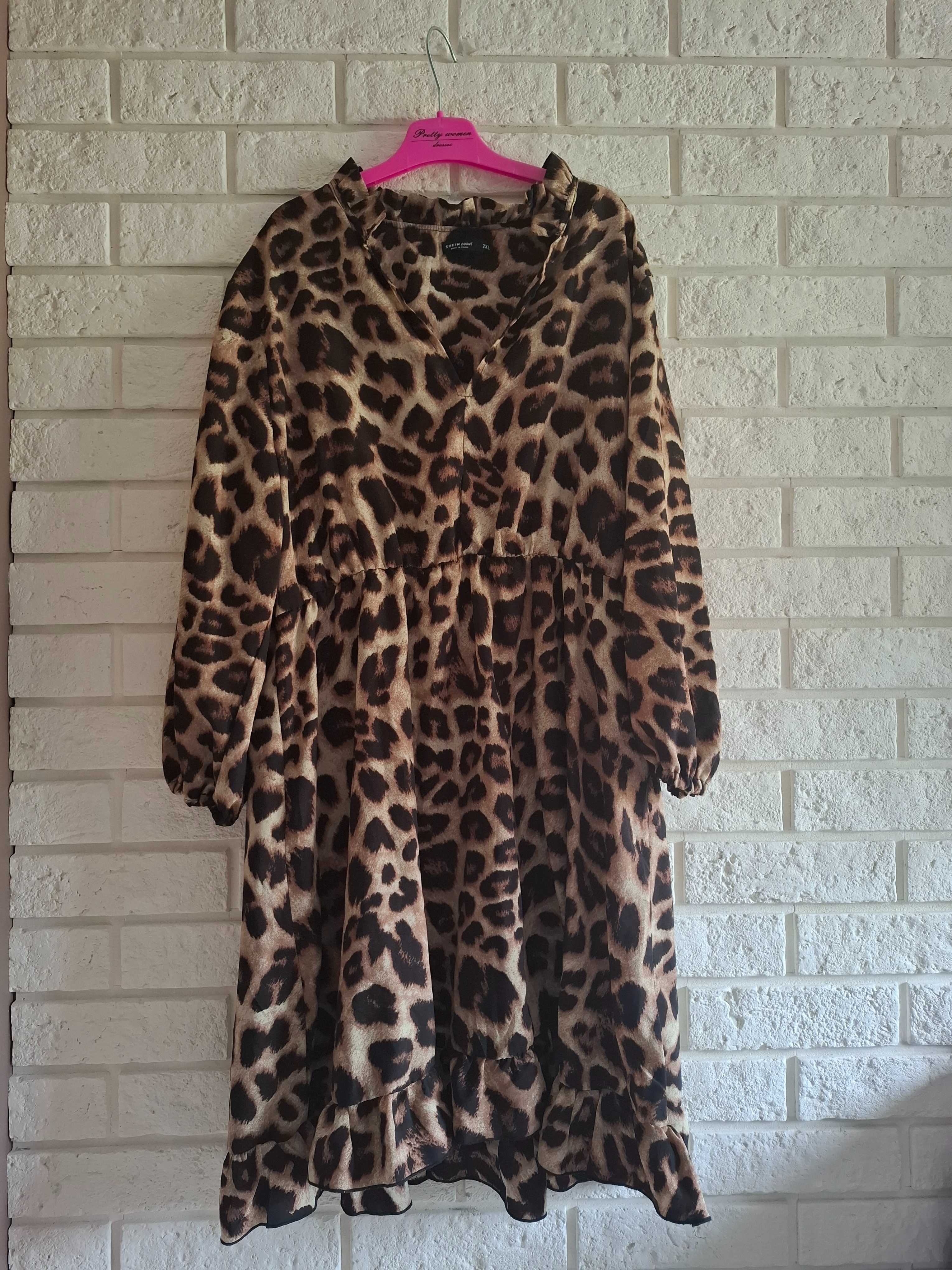 Sukienka w panterkę shein 2xl