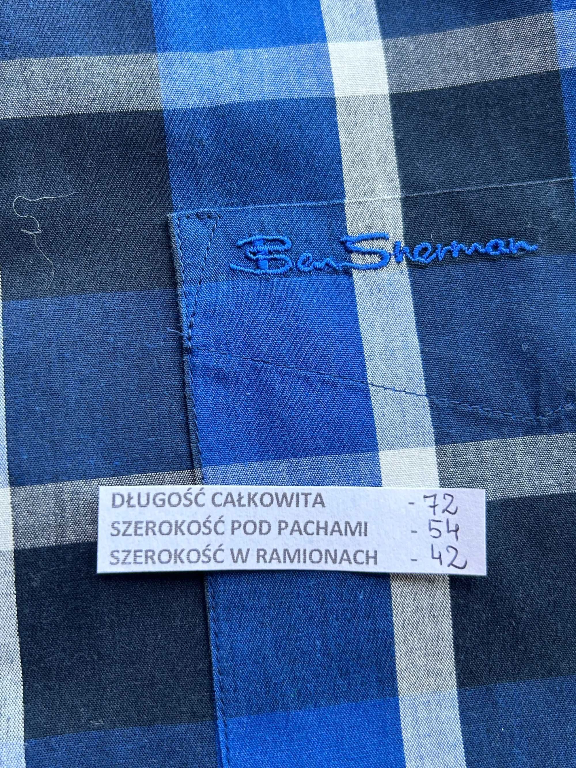 Granatowa koszula w kratę z krótkim rękawem Ben Sherman rozmiar M
