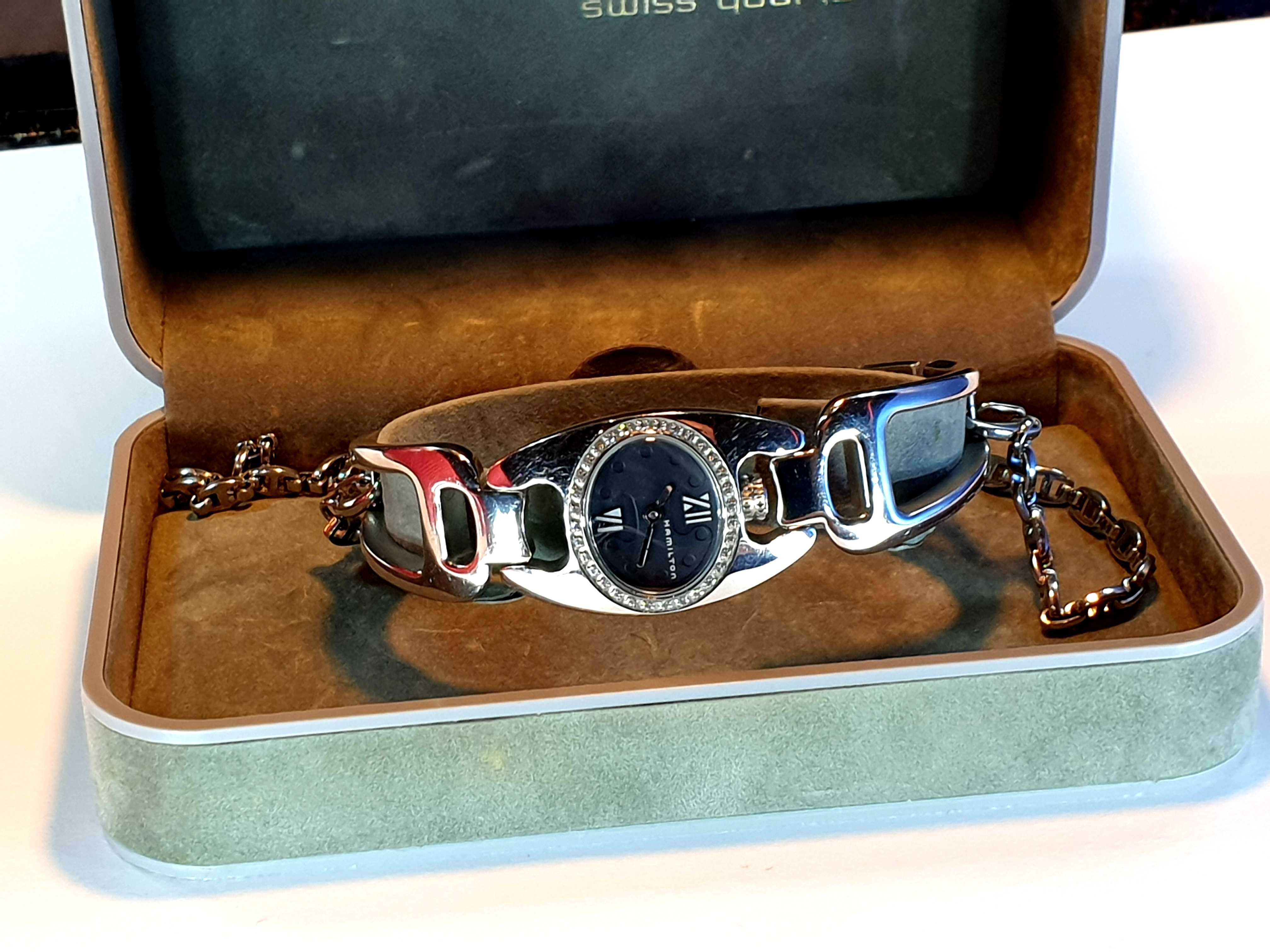 Hamilton 6379 piekny damski zegarek kwarcowy z kryształem svarowskiego