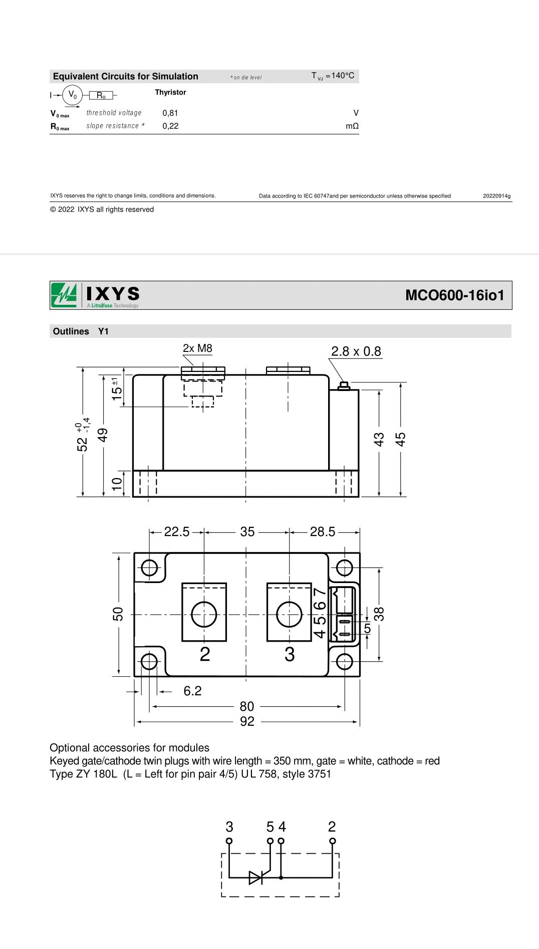 Тиристори 1600v 600 A MCO 600-16 IO1