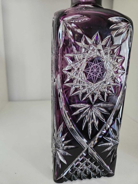 Garrafa licoreira em Cristal double lapidado * lilás * roxa
