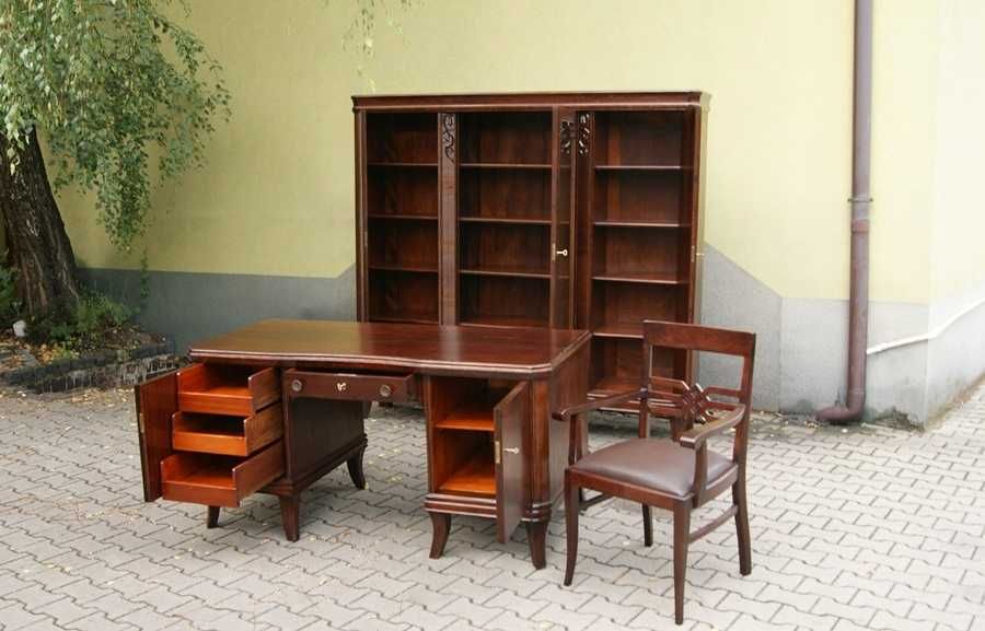 Okazały Gabinet _ Biblioteka + Biurko + Fotel _ po renowacji _ antyki