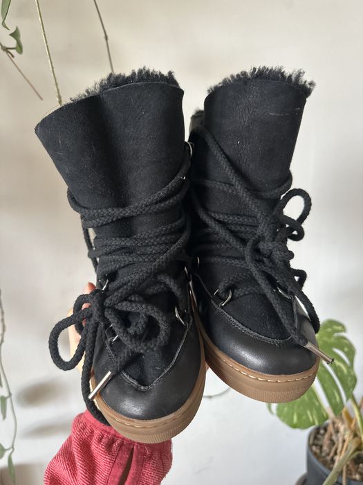 Nowe czarne sniegowce skora futro a’la isabel marant