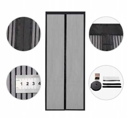 Moskitiera na drzwi magnetyczna czarna Sekey 100 x 220 cm