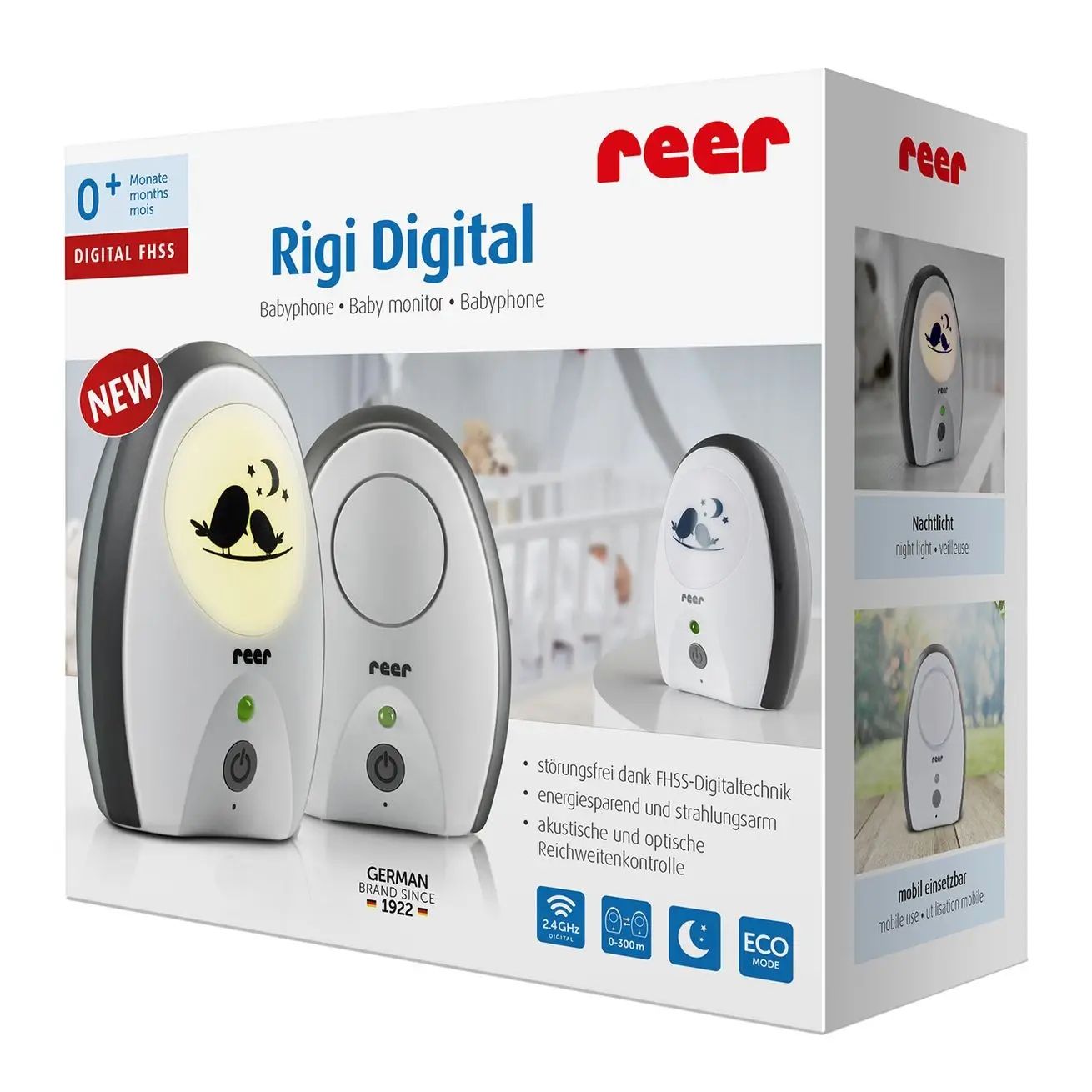 Reer Rigi Digital – Niania elektroniczna 300 m, biały, uszkodzona