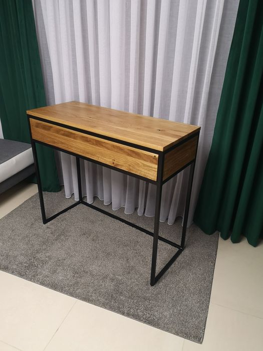 Toaletka loft szuflada dąb naturalny stal czarny mat struktura