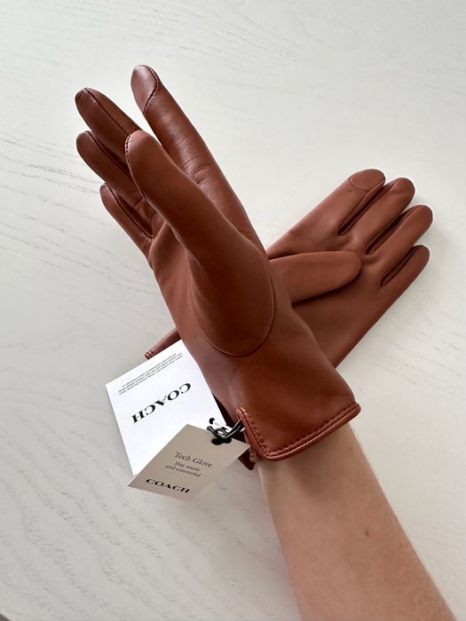 COACH Sculpted Gloves 6.5 жіночі рукавички женские кожаные перчатки