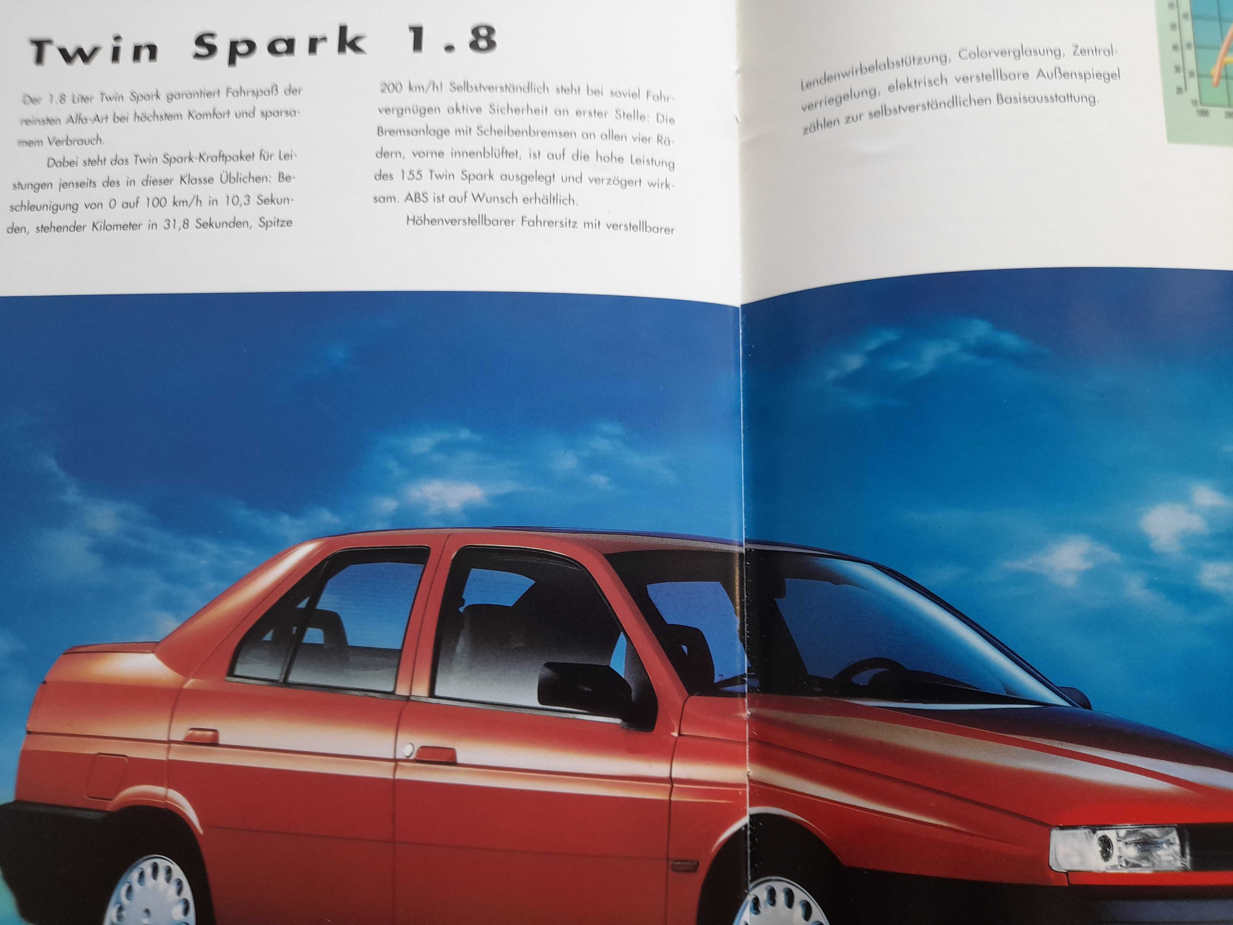 ALFA ROMEO Twin Spark 1.8, T.Spark 2.0, V6 prospekt niemiecki 1992