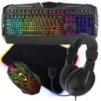 Podświetlana klawiatura gamingowa + mysz mata słuchawki dla graczy