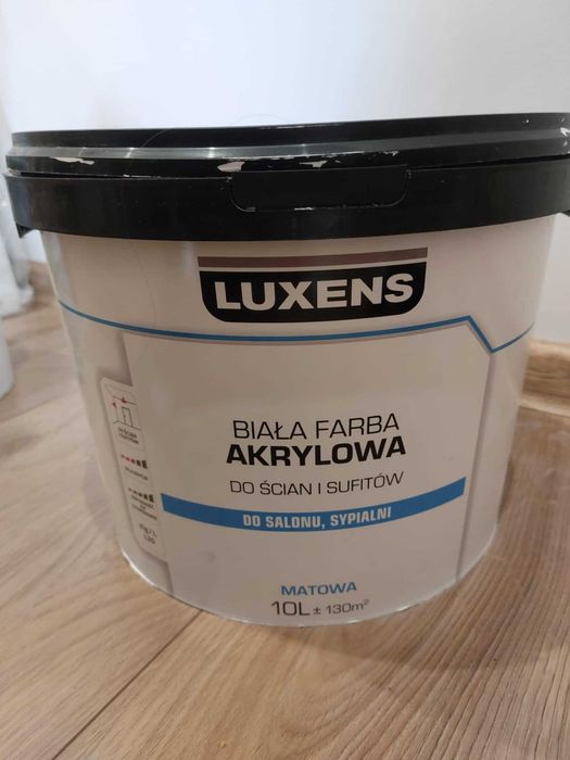 Farba Luxens Akrylowa Biała Matowa do ścian i sufitów 10 l