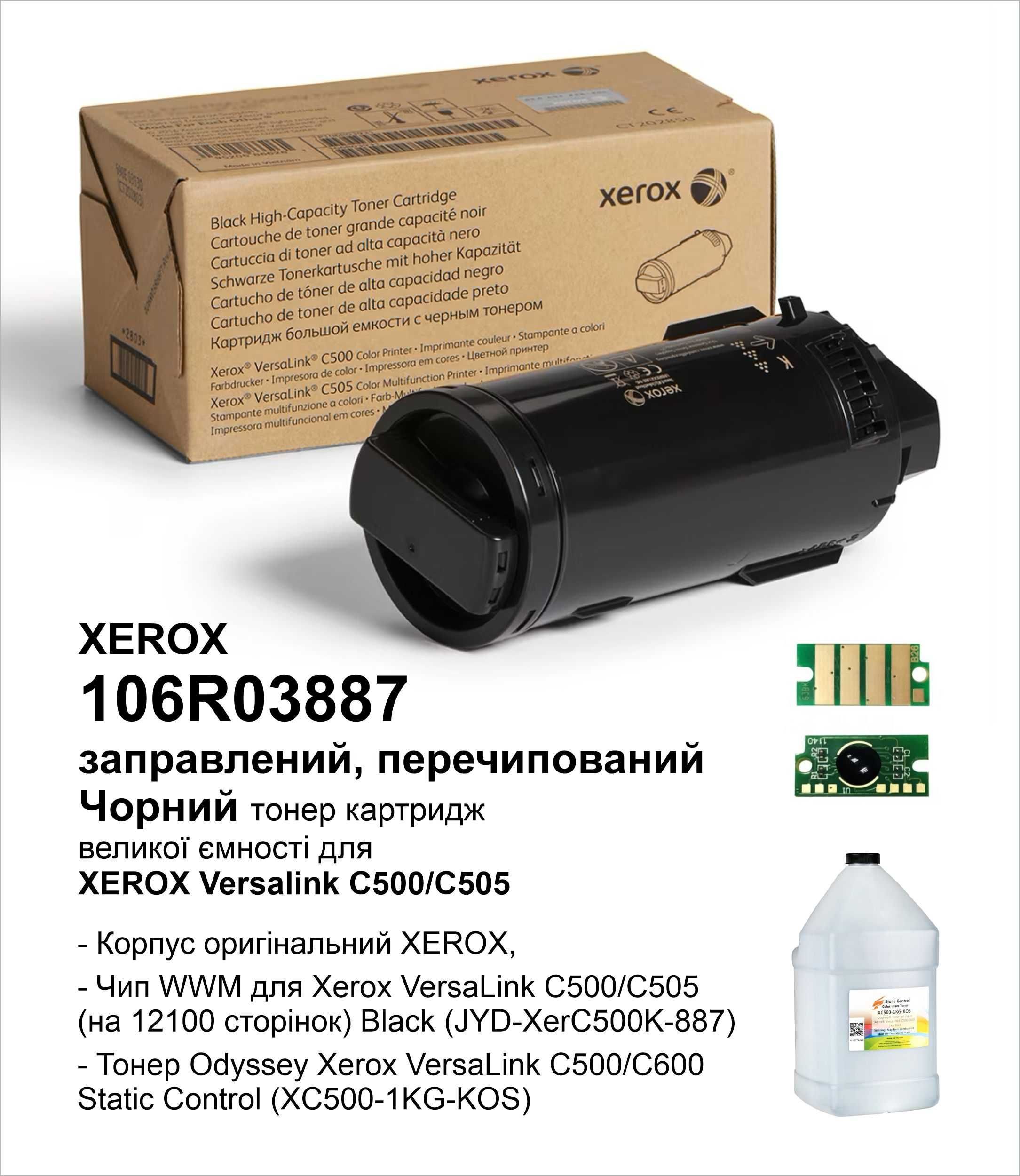 Заправлені картриджи XEROX Versalink C500 106R03884, .885, .886, .887