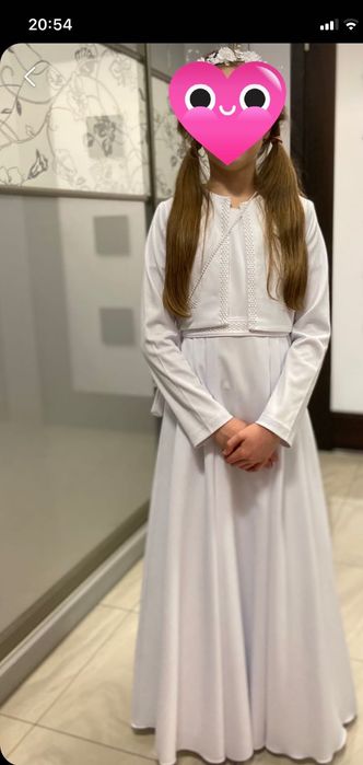 Suknia komunijna plus dodatki rozm.140-146 cm