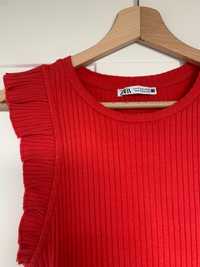 Czerwona sukienka Zara r. 36 S prążkowana elastyczna