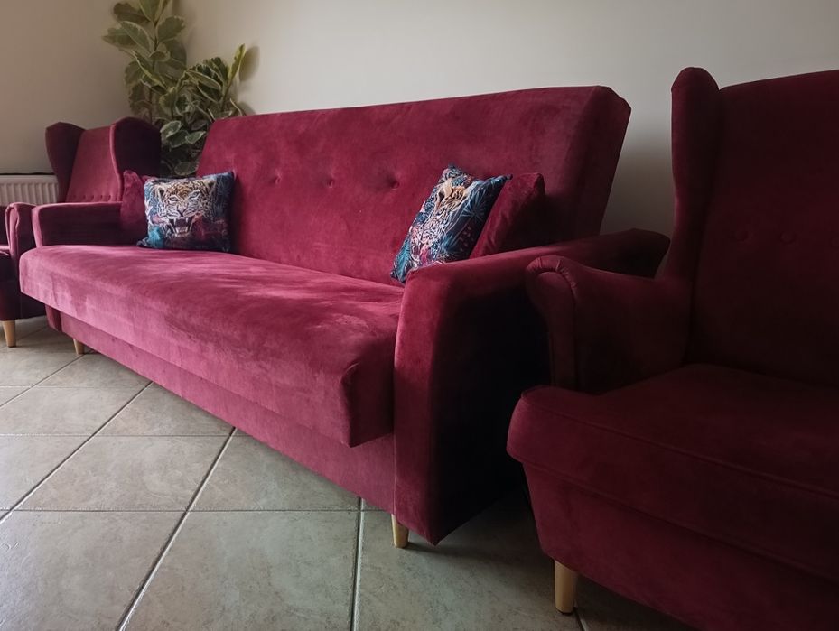 Zestaw kanapa rozkładana i dwa fotele